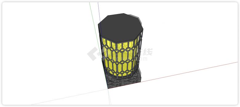 六边形串铁艺灯罩新中式灯笼su模型-图二