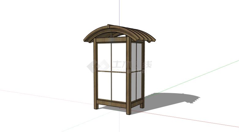 木质灯箱白色灯罩新中式灯笼su模型-图二