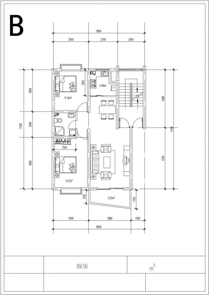 某地住宅户型建筑方案设计cad图纸(共9张)_图1
