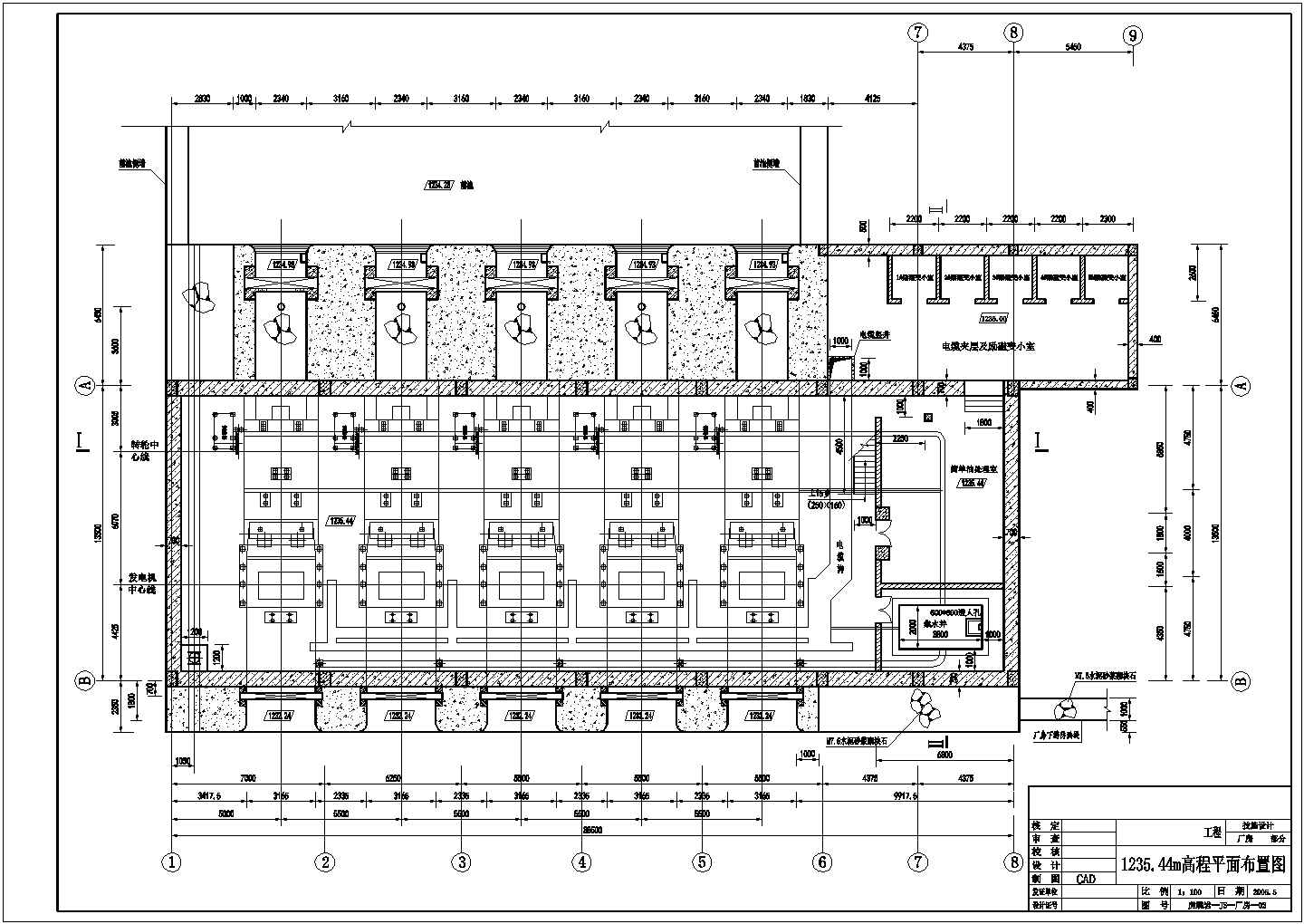 某公司新改造大型水电站厂房cad施工设计图纸