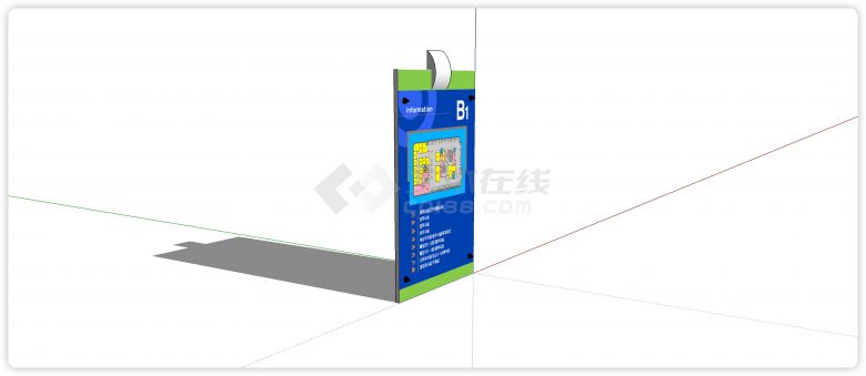 蓝色地图韩文指示牌su模型-图二