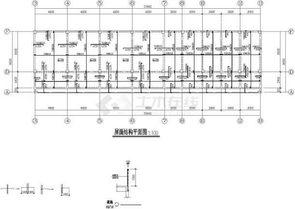 某4层框架结构幼儿园建筑结构全图图纸-图一