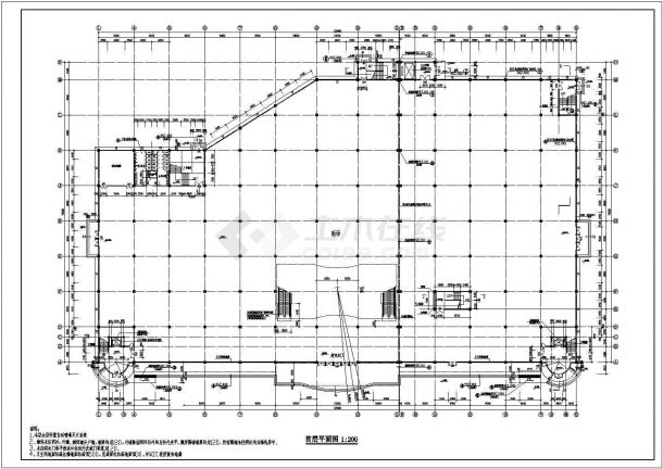常熟本地某大型超市全套建筑施工设计cad图(含屋顶平面图，设计说明)-图二