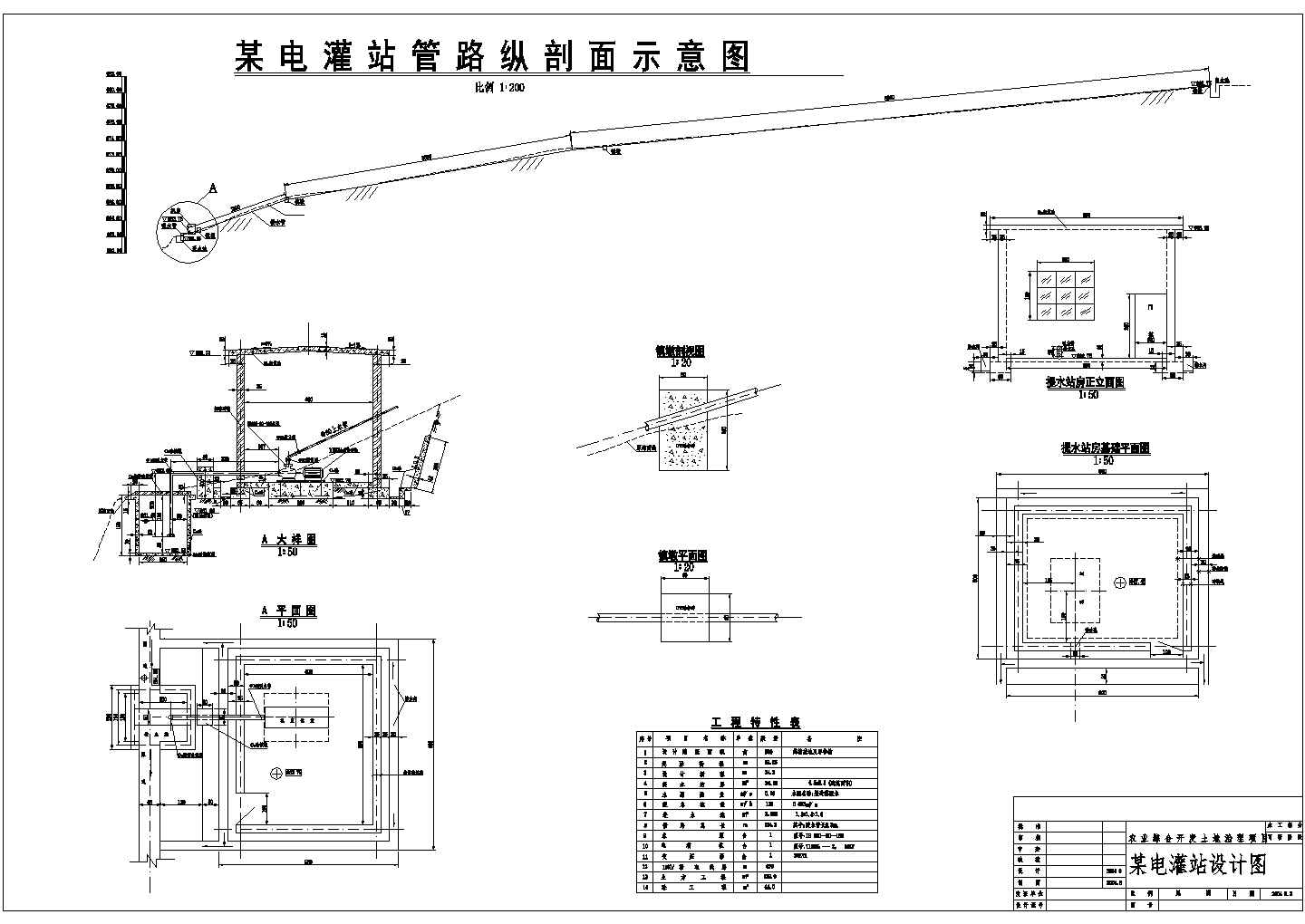 某企业在江苏省新建电灌站工程cad施工建筑图纸