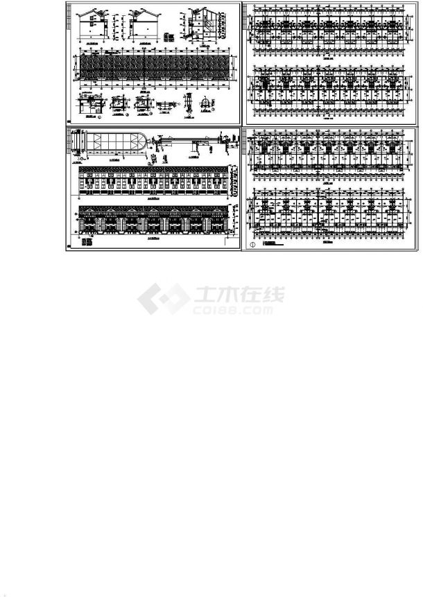 连体别墅圈套建筑设计施工图-图一