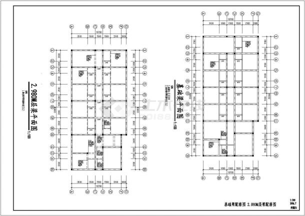 广东某地区四层砖混结构单人宿舍建筑、结构方案设计全套cad图纸（含大样楼梯剖面图）-图二