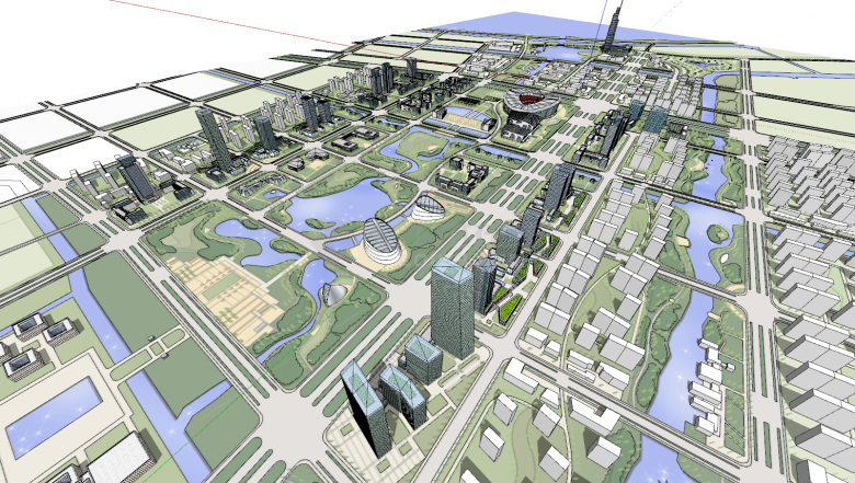 海门规划城市大片总图su模型-图二