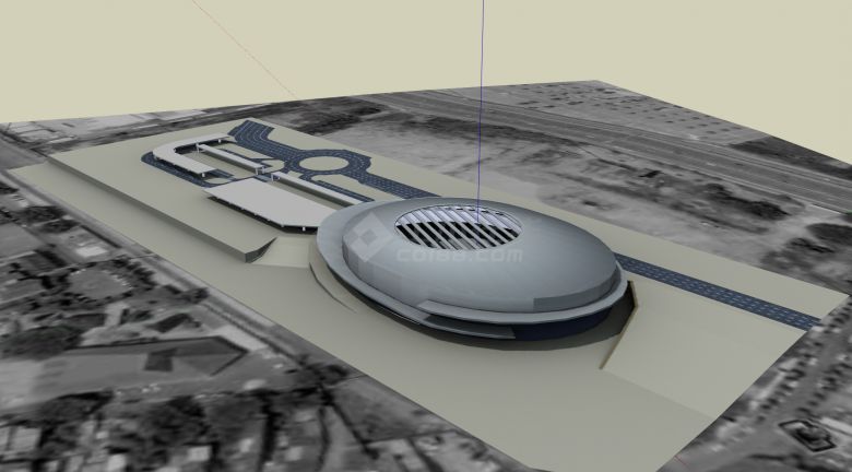 扁平飞碟造型萨尔瓦多勒日略夫雷加特联运汽车站su模型-图一