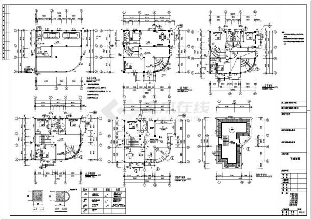 某市四层自宅别墅建筑CAD布置图-图二