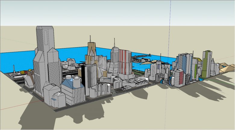 简易临海城市公共规划su模型-图二