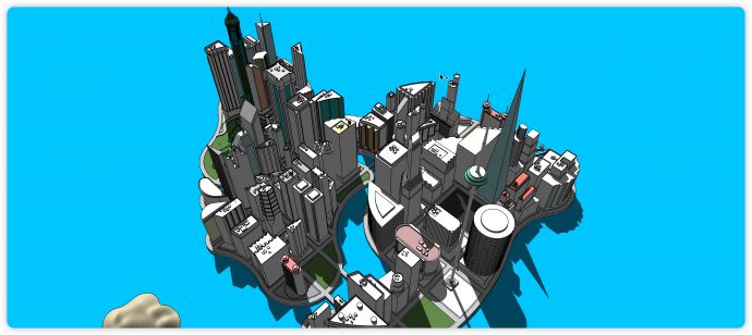 现代高塔建筑公共规划su模型_图1