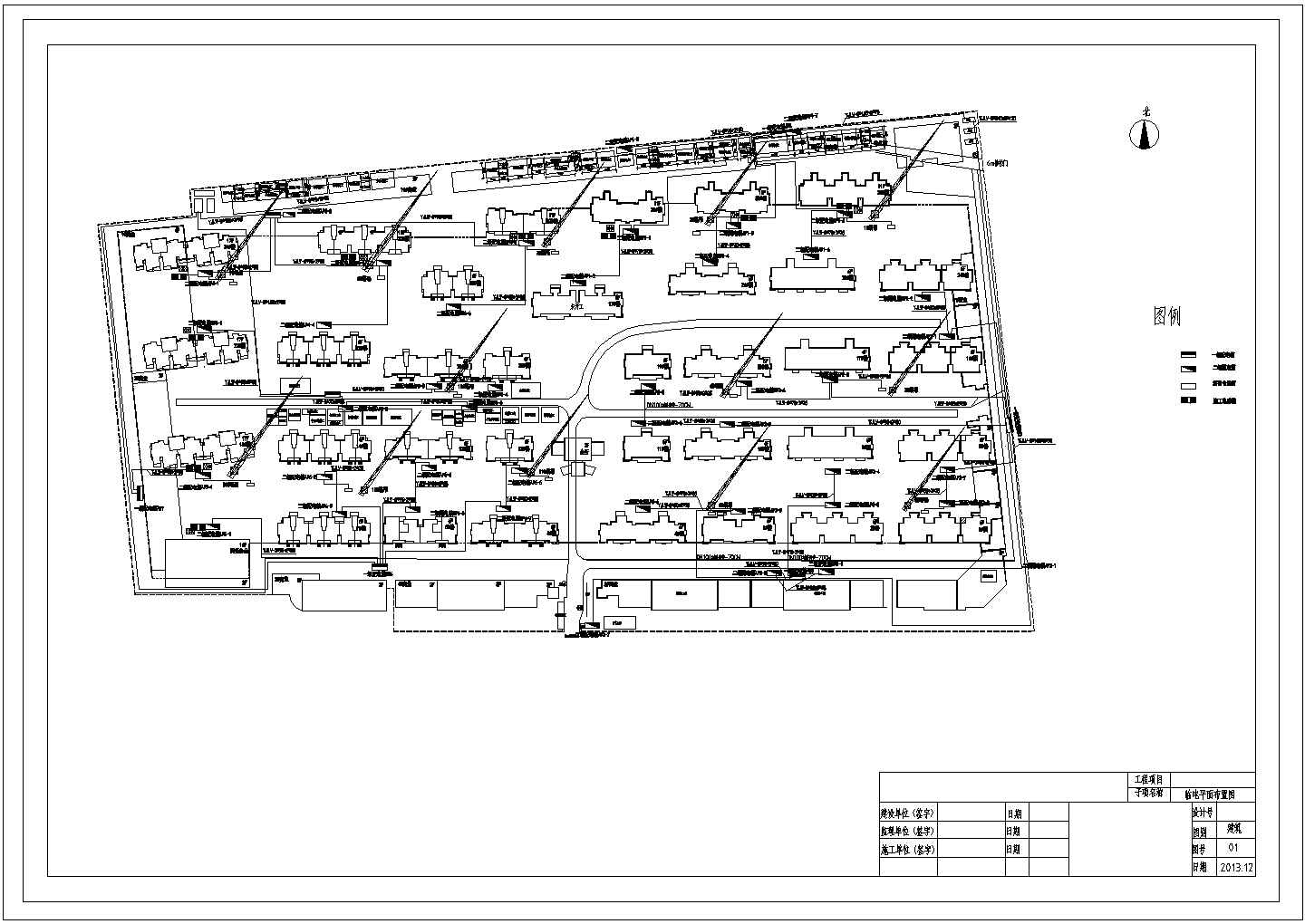 某住宅小区工程施工现场CAD电气设计平面布置图
