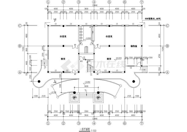 幼儿园建筑规划CAD方案施工图-图二