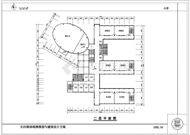 长沙某小学三层建筑设计CAD施工图-图二
