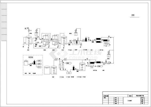 某5吨工业纯水两极反渗透工艺流程设计详细方案CAD图纸-图一