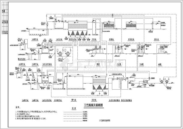 某印刷电路板厂污水水解酸化处理流程设计详细方案CAD图纸-图一