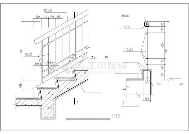 经典常用的中式风格楼梯扶手设计CAD图纸（6张）-图二