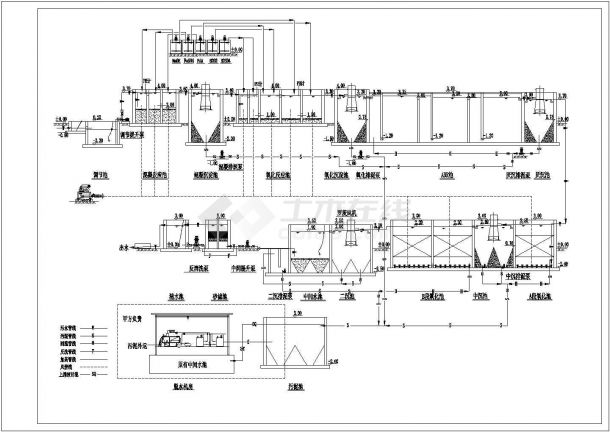 印染废水处理工艺设计图纸-图一