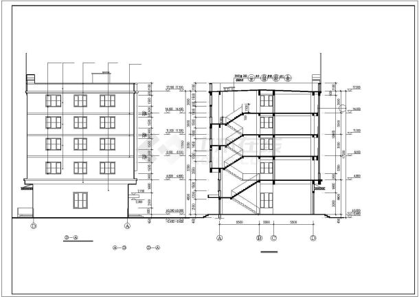 某互联网公司五层办公楼建筑设计图纸-图二