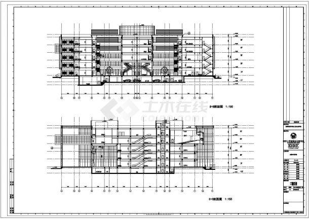 某市地上五层框架结构图书馆设计cad全套建筑施工图（甲级院设计）-图一