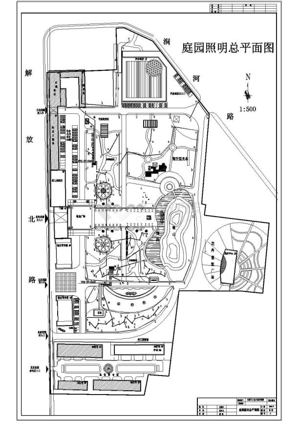 太原工人北文化宫花园照明设计(cad)图-图二