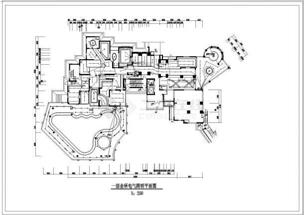 高级休闲会所电气照明(cad)施工图-图二