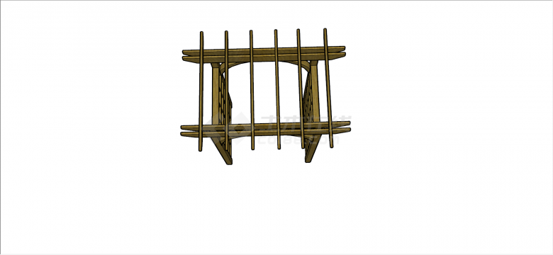 格子镂空木质拱形顶亭子SU模型-图二
