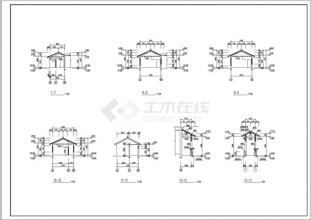 三套古建别墅建筑设计全套施工图-图一