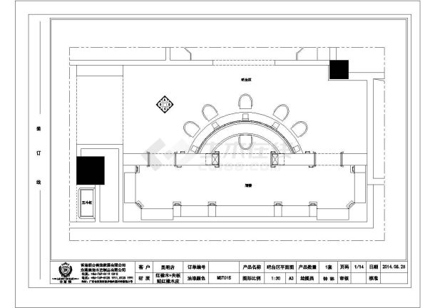 某昆明店吧台区拆单CAD节点剖面设计图-图二