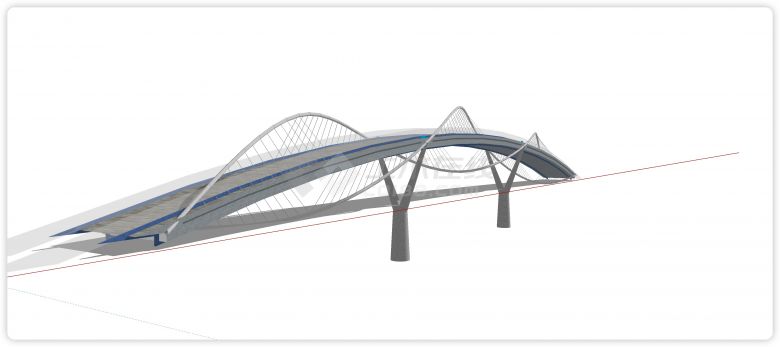 螺旋体钢结构围栏景观桥su模型-图二