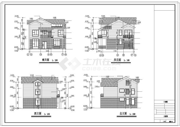 上海某别墅建筑设计CAD施工图-图一