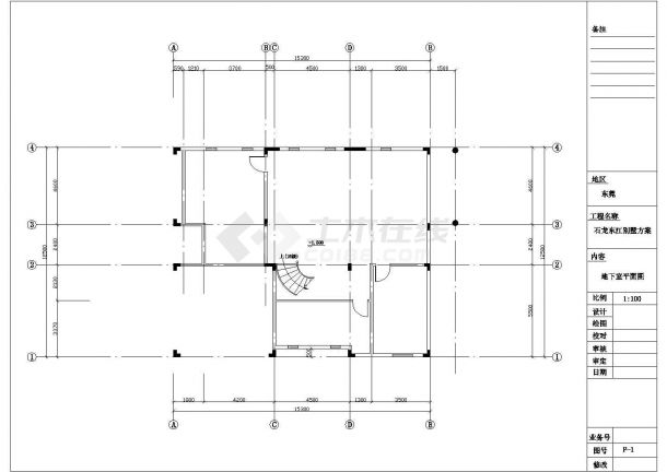 石龙东江别墅建筑设计CAD施工图纸-图一