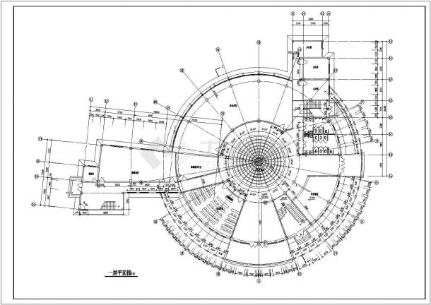 艺术中心设计_某五层圆形艺术中心建筑CAD图-图二