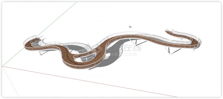 丝带造型白色围栏景观桥su模型-图一