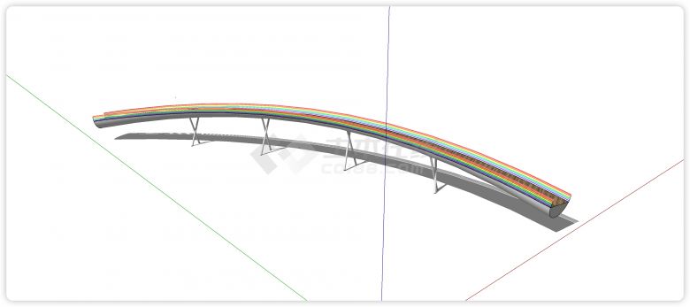 彩虹围栏半圆形景观桥su模型-图一
