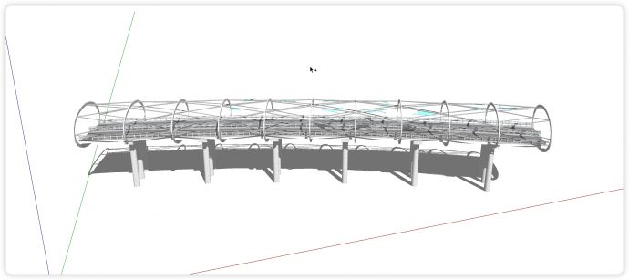 钢结构椭圆通道围栏景观桥su模型_图1