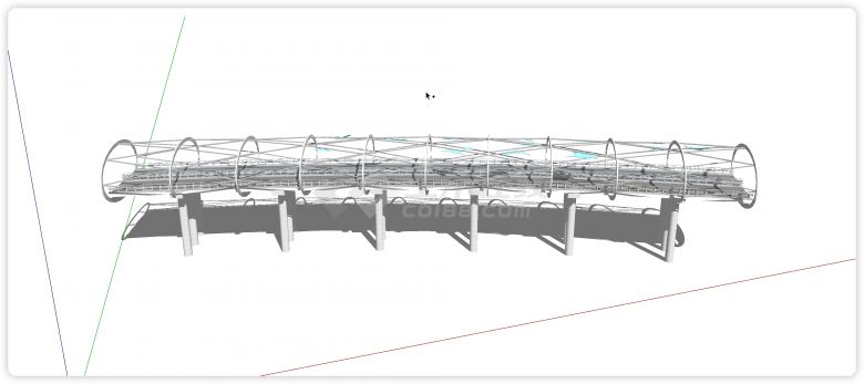 钢结构椭圆通道围栏景观桥su模型-图一