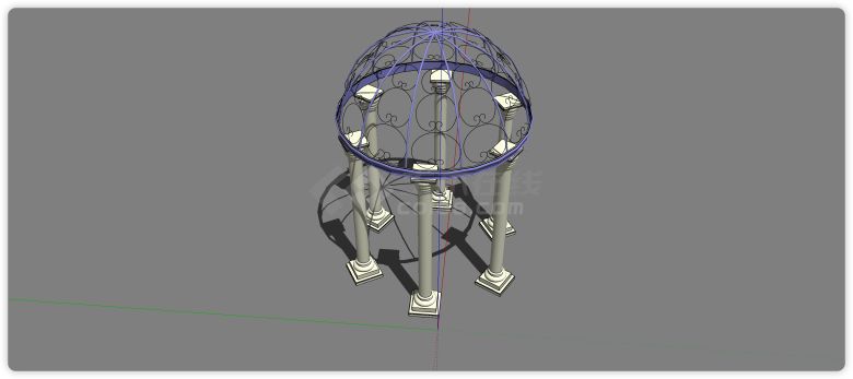 紫色钢结构欧式花欧式亭子su模型-图一