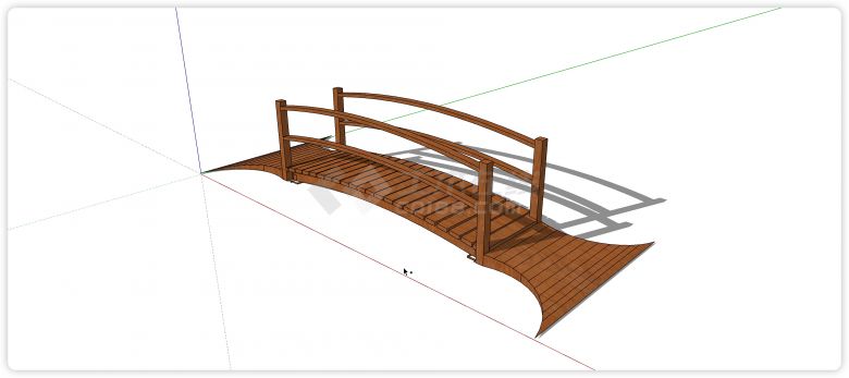 小坡度拱形高围栏木桥su模型-图一
