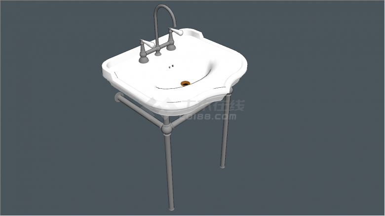 室内洗手盆组合带架子su模型-图二