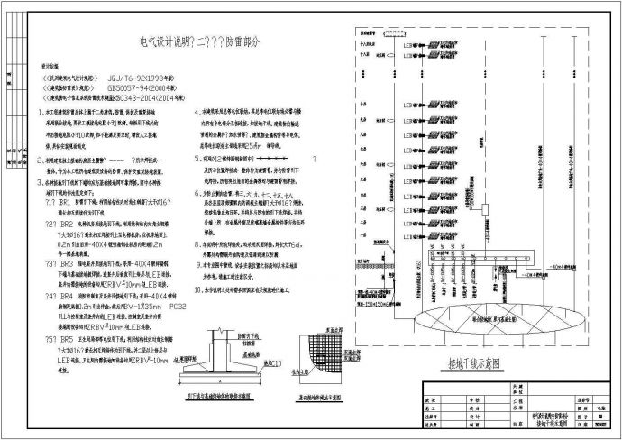 南京市高淳区商业街二类高层商住楼防雷设计CAD方案图纸_图1