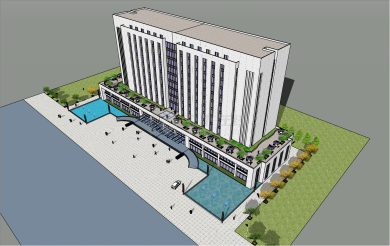 带水池中层现代产业基地项目里的办公楼su模型-图二