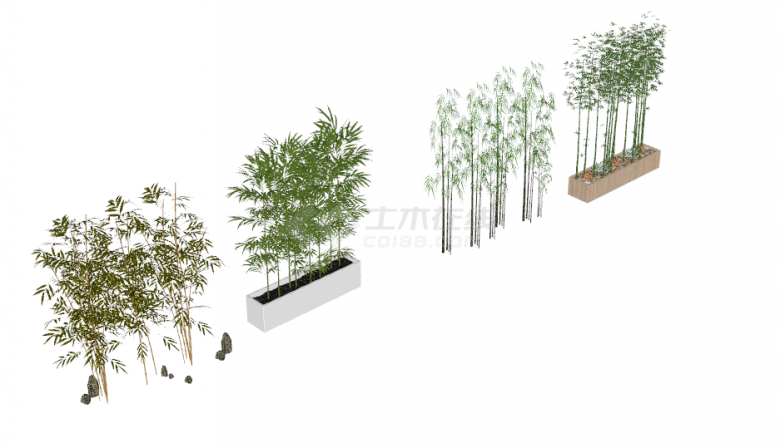 新中式景观自然禅意庭院竹子盆栽su模型-图一