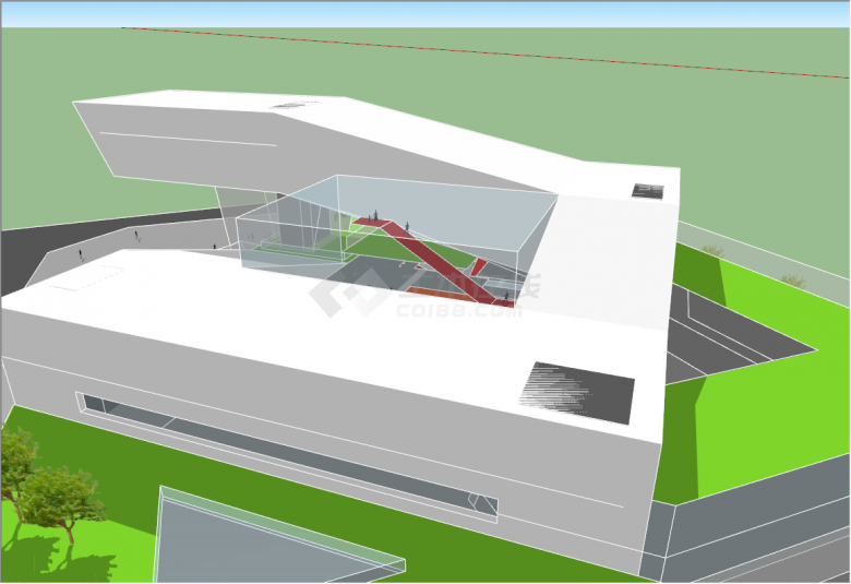 后现代设计规划馆建筑su模型-图一