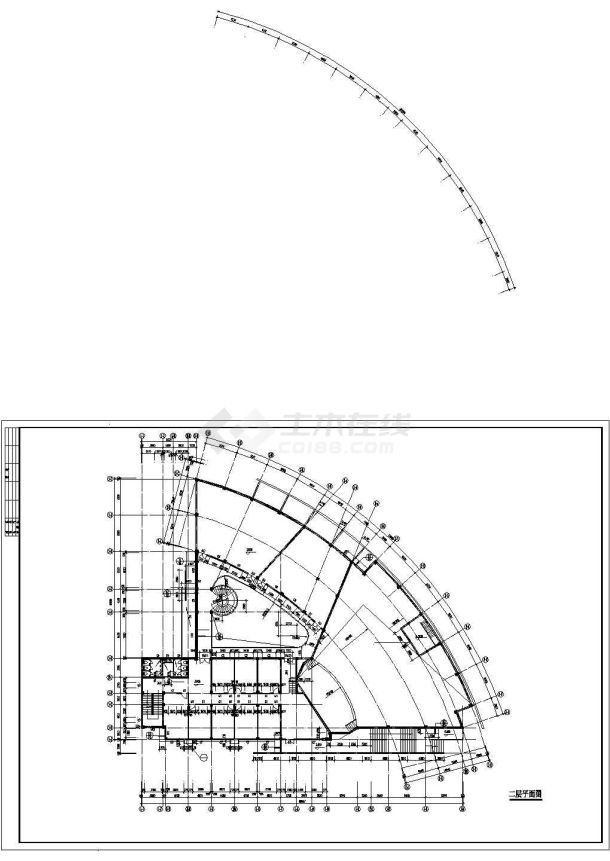 办公楼设计_北京某广播电视大学3400平米4层行政办公楼建筑设计CAD图纸-图一