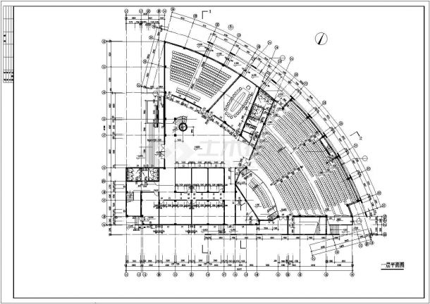 办公楼设计_北京某广播电视大学3400平米4层行政办公楼建筑设计CAD图纸-图二