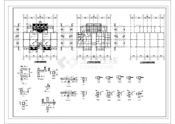 长53.1米 宽14米 6+1跃层砖混单元住宅楼结构施工图图纸-图一