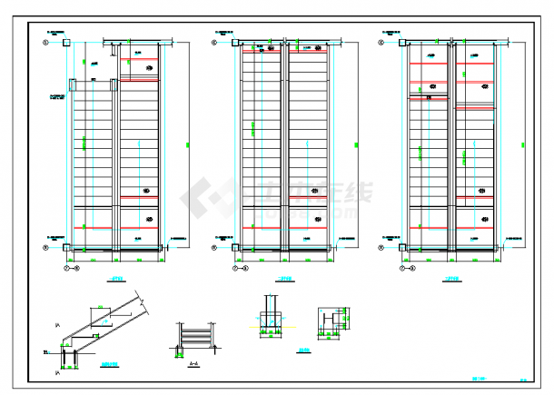 某地四层钢框架带支撑厂房结构施工图CAD图纸-图二