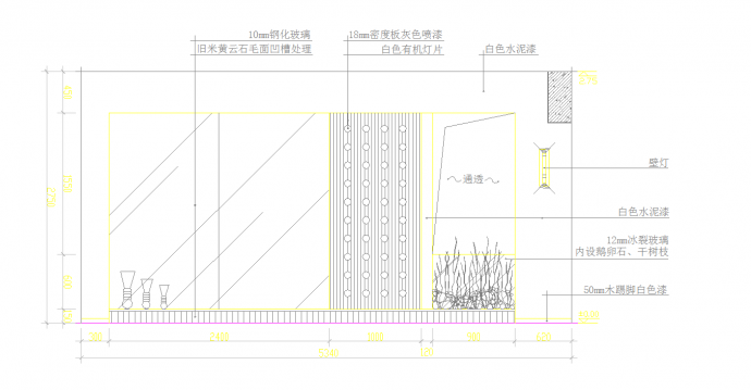 某地客厅电视背景造型墙设计施工图CAD图纸_图1