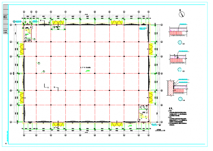 某地两层混凝土框架钢屋面厂房施工图CAD图纸_图1